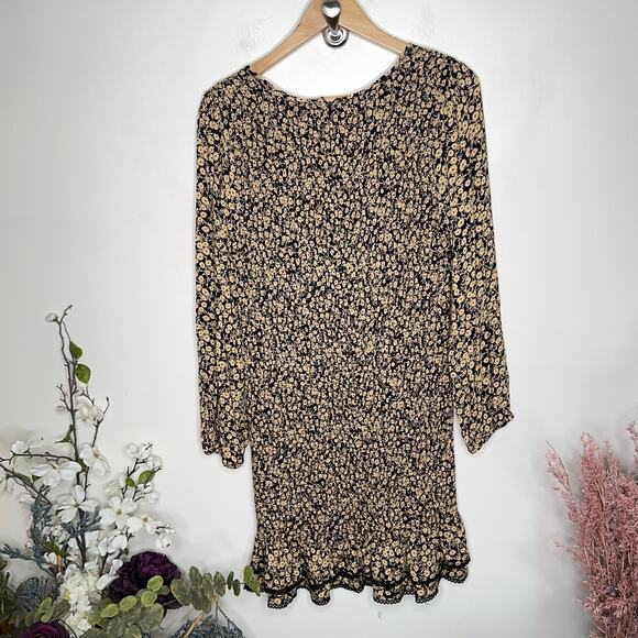 LOST + WANDER Pick Me Golden Hour Smocked Mini Dress Yellow Black {3M23} - Picture 5 of 7